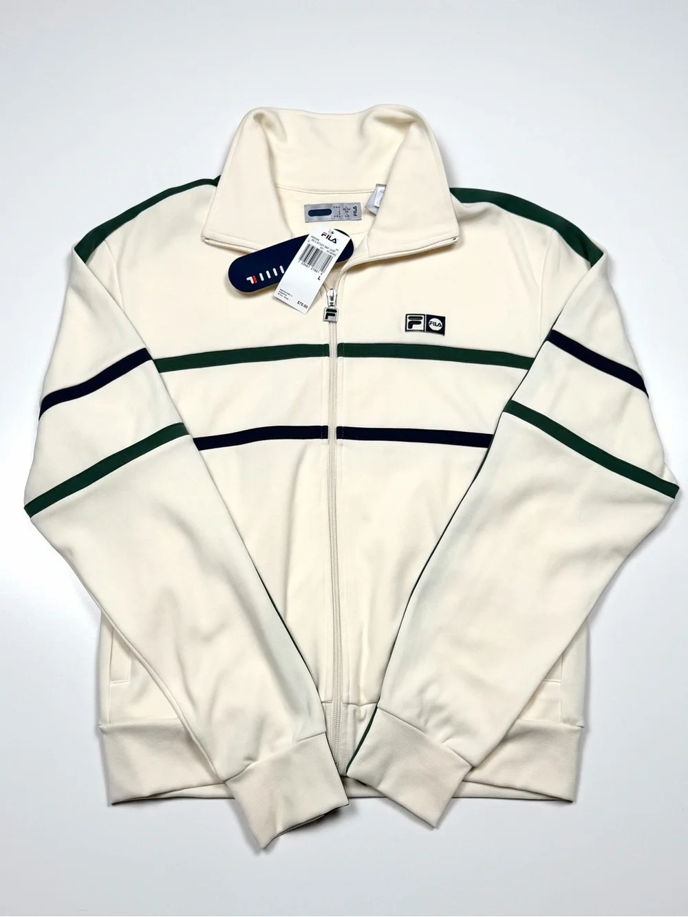 FILA Settanta Men’s Track Jacket Cream Green Navy NWT Size L